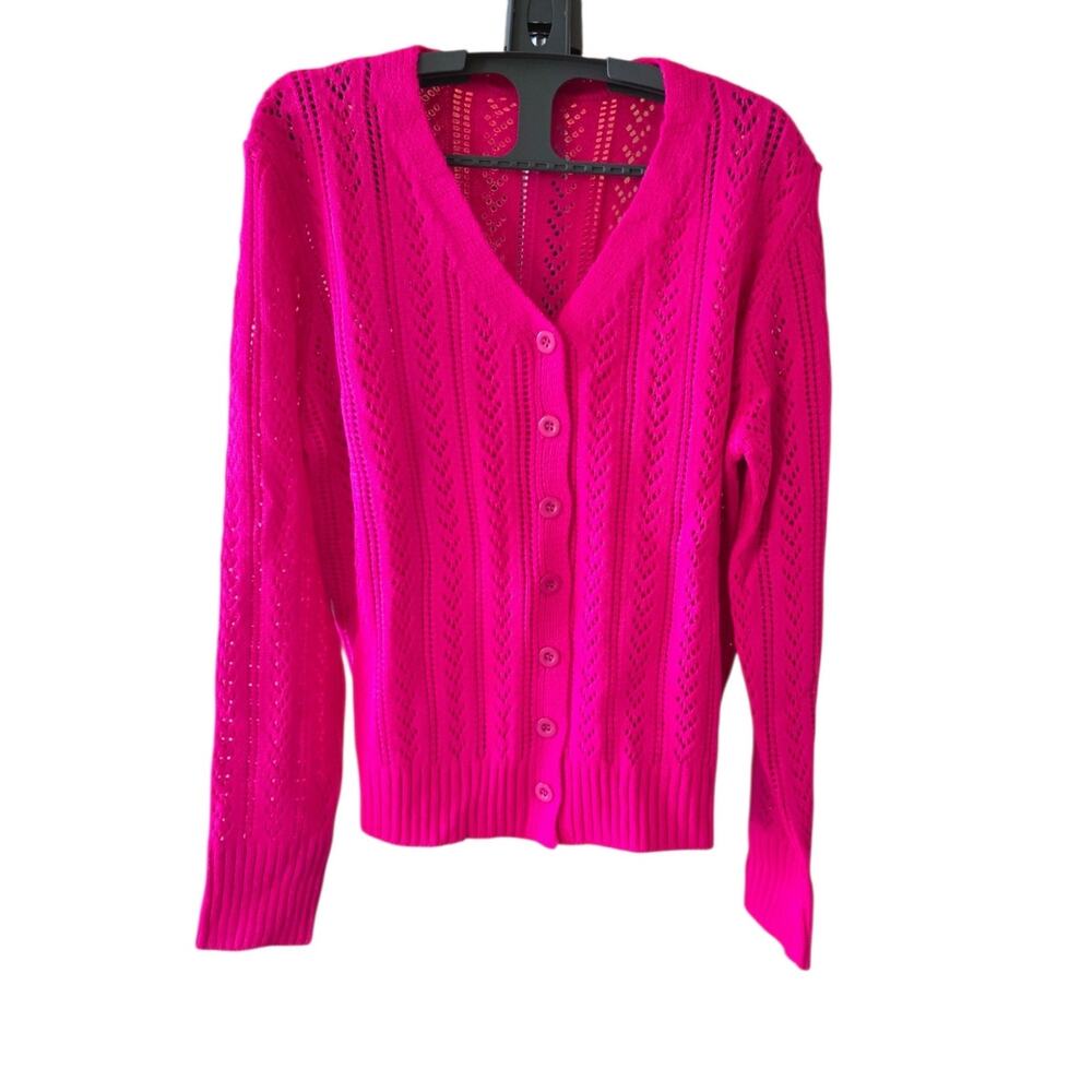 Hot Pink Lightweight Long Sleeve Sweater Size L No Brand